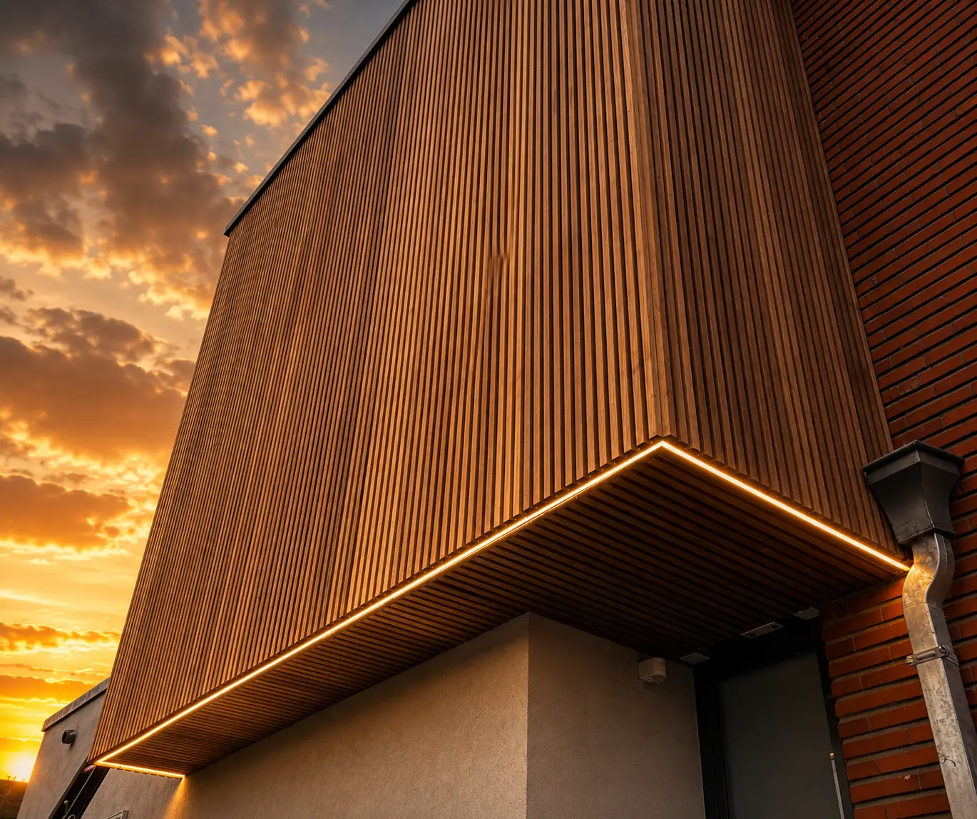 Triple Ayous façade cladding with integrated LED line